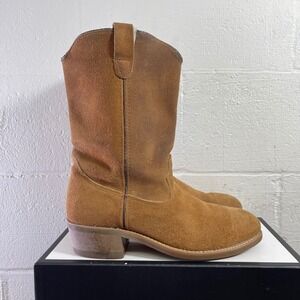Iron Age Brown Suede Western Cowboy Work Boots Pull On Men's 9 D Made In USA